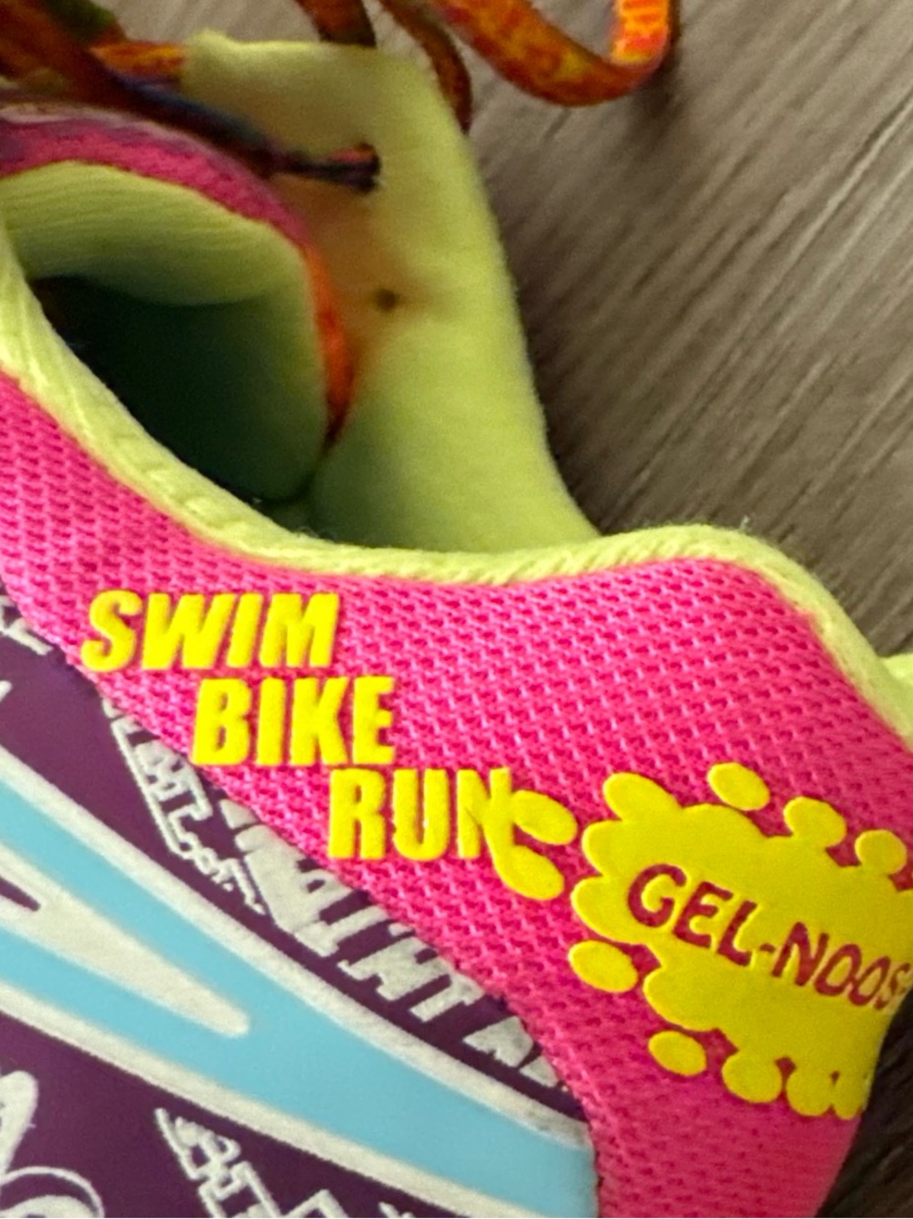 ASICS GEL NOOSA TRI 9 Ladies YELLOW PINK BLUE ORANGE TRIATHLON SHOES 8 T458N - Picture 10 of 12
